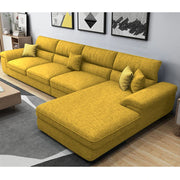 Anver 5 Seater L Shape Sofa Set for Living Room (Yellow) Right Side