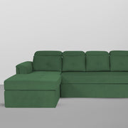 Elvi LHS 6 Seater L Shape Sofa Set for Living Room (Green Fabric) Premium Fabric Sofa
