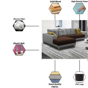 Viva LHS 6 Seater L Shape Sofa Set for Living Room (Brown Grey) Premium Fabric Sofa