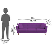Letty 3 Seater Sofa Set for Living Room (Purple Colour) Premium Fabric Sofa