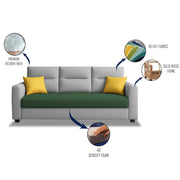 Evona 3 Seater Sofa Set for Living Room (Green Grey Colour Fabric) Premium Fabric Sofa