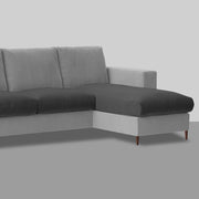 Charmi RHS 4 Seater L Shape Sofa Set for Living Room (Black Grey Fabric) Premium Fabric Sofa