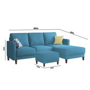 Swaloni RHS 4 Seater L Shape Sofa Set with Center Table for Living Room (Turquise) Premium Fabric Sofa