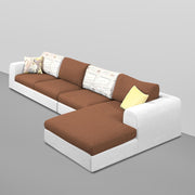 Badger RHS 8 Seater L Shape Sofa Set with Center Table for Living Room (Grey Fabric) Premium Fabric Sofa