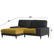 Latieo LHS 2 Seater Lounger L Shape Sofa Set for Living Room (Black Yellow) Premium Fabric Sofa