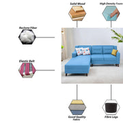 Lifestyle 4 Seater LHS L Shape Sofa Set for Living Room - (Turquise Fabric) Premium Fabric Sofa Set