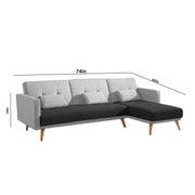 Gamora RHS 4 Seater L Shape Sofa Set for Living Room (Black Grey) Premium Fabric Sofa