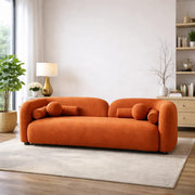 Getto Curved 3 Seater Cloud Sofa, Premium Design Upholstered 3 Seater Sofa Set for Living Room, (Black Colour) Premium Boucle Fabric Sofa