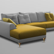 Viva LHS 6 Seater L Shape Sofa Set for Living Room (Yellow Grey) Premium Fabric Sofa