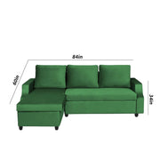 Asper LHS 4 Seater L Shape Sofa Set for Living Room (Green Fabric) Premium Fabric Sofa