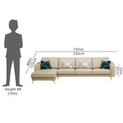 Falco LHS 6 Seater L Shape Sofa Set for Living Room (Cream Fabric) Premium Fabric Sofa