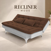 Casaliving Danny Sofa Cum Bed for Living Room Premium Fabric Sofa New 3 Seater Sofa Cum Bed Velvet Fabric with 2 Cushions and Suitable for All Indoor (Black Grey)