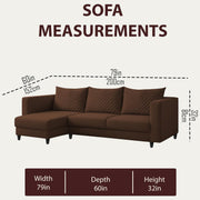 Mikasa 4 Seater LHS L Shape Sofa Set for Living Room (Brown Fabric) Premium Fabric Sofa Set for Living Room