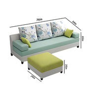 Francis 3 Seater with Ottman Sofa Set for Living Room (Light Green & Grey Fabric) Premium Fabric Sofa