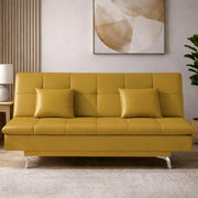 Danny 3 Seater Sofa Cum Bed Leatherette Fabric (Black) with Two Cushions Perfect for |Home Living |Office Room and Guest Room Premium Sofa