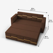 Casaliving Mordo 3 Seater Sofa Cum Bed for Living Room (Black Fabric) Premium Fabric Sofa Set