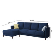 Swaloni LHS 6 Seater L Shape Sofa Set for Living Room (Blue) Premium Fabric Sofa