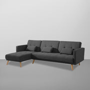 Gamora LHS 4 Seater L Shape Sofa Set for Living Room (Black) Premium Fabric Sofa