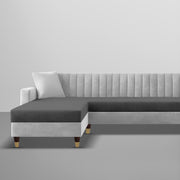 Garcia LHS 6 Seater L Shape Sofa Set for Living Room (Black Grey - Colour) Premium Fabric Sofa Set