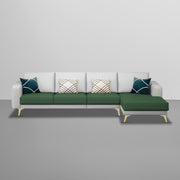 Falco RHS 6 Seater L Shape Sofa Set for Living Room (Green Grey Fabric) Premium Fabric Sofa