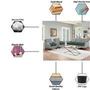 Slove 3 +1 + 1 Seater Sofa Set for Living Room | Color - Cream Black | Premium Fabric Sofa