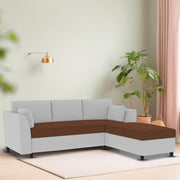 Blustin RHS 4 Seater L Shape Sofa Set for Living Room (Brown Grey Fabric) Premium Fabric Sofa