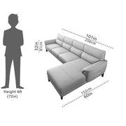 Janifer RHS 6 Seater L Shape Sofa Set for Living Room (Grey Colour) Premium Fabric Sofa Set