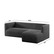 Rowan RHS 4 Seater L Shape Sofa Set for Living Room (Black Fabric) Premium Fabric Sofa
