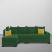 Inclair LHS 6 Seater L Shape Sofa Set for Living Room (Green Fabric) Premium Fabric Sofa