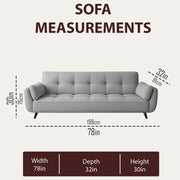 Francois 3 Seater Convertible Sofa Cum Bed for Living Room (Grey Fabric) Premium Fabric Sofa