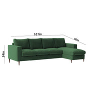 Charmi RHS 6 Seater L Shape Sofa Set for Living Room (Green Fabric) Premium Fabric Sofa