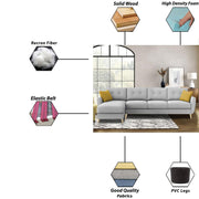 Lizel LHS 6 Seater L Shape Sofa Set for Living Room (Grey Fabric) Premium Velvet Fabric Sofa
