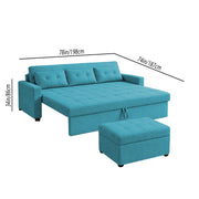 Casaliving Treshta 3 Seater with Ottomon Pull-Out Sofa Cum Bed (Black Color) Premium Fabric Sofa Set for Living Room | Bedroom