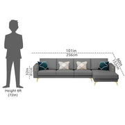 Falco RHS 6 Seater L Shape Sofa Set for Living Room (Dark Grey Fabric) Premium Fabric Sofa