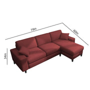 Martin 4 Seater RHS L Shape Sofa Set for Living Room (Maroon Colour Fabric)