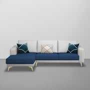 Falco LHS 4 Seater L Shape Sofa Set for Living Room (Blue Grey Fabric) Premium Fabric Sofa