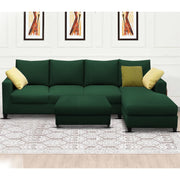 Rihan 8 Seater L Shape Sofa Set with Ottoman for Living Room (Green Fabric) Right Side Sofa