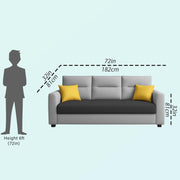 Evona 3 Seater Sofa Set for Living Room (Black Grey Colour Fabric) Premium Fabric Sofa