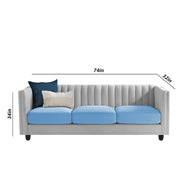 Martine 3 Seater Sofa Set for Living Room (Turquise Grey Fabric) | Premium Fabric Sofa
