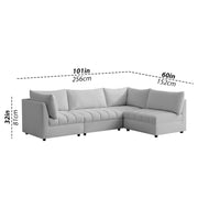 Lenser L Shaped Sofa Set for Living Room (Grey Fabric) Premium Fabric Sofa Set