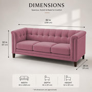 Casaliving Fento 3 Seater Sofa Set for Living Room, 3 Seater (Black) Colour Premium Velvet Fabric Sofa