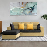 Hazer 4 Seater L Shape Sofa Set for Living Room (Cream Black Fabric) Left Side