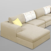 Badger LHS 6 Seater L Shape Sofa Set for Living Room (Black Fabric) Premium Fabric Sofa