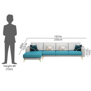 Falco LHS 6 Seater L Shape Sofa Set for Living Room (Turquise Grey Fabric) Premium Fabric Sofa