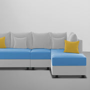 Inclair RHS 6 Seater L Shape Sofa Set for Living Room (Turquise Grey Fabric) Premium Fabric Sofa