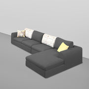 Badger LHS 6 Seater L Shape Sofa Set for Living Room (Black Fabric) Premium Fabric Sofa