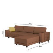 Linus RHS 4 Seater L Shape Sofa Set for Living Room (Brown Fabric) Premium Fabric Sofa