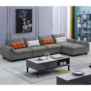 Abner 6 Seater L Shape Sofa for Living Room Color - Grey | Right Side Sofa.