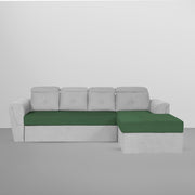 Elvi RHS 6 Seater L Shape Sofa Set for Living Room (Green Grey Fabric) Premium Fabric Sofa