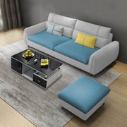 Francis 3 Seater Sofa with Ottoman Set for Living Room (Sky Blue Fabric)